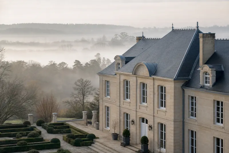 Maison de maître angevine coiffée d'une toiture neuve en ardoise naturelle